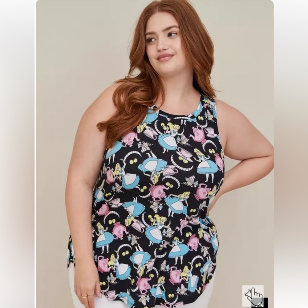 Torrid Disney Alice in Wonderland Sleeveless Trapeze Top in Size 3X Worn Twice